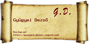 Gyügyei Dezső névjegykártya
